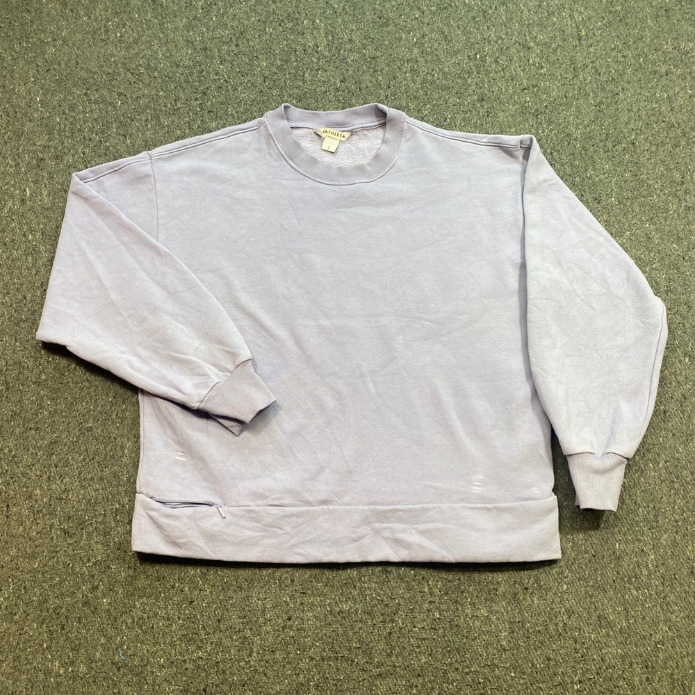 Athleta Coaster Luxe Sweatshirt Sz S Womens Purple‎ Athleisure Side Zip Pullover